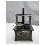 Cast Iron Miniature Wood Stove with Utensils