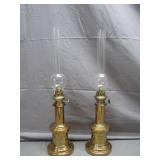 Polished Brass French Pump Oil Lamps
