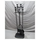 Five-Piece Black Iron Fireplace Tool Set