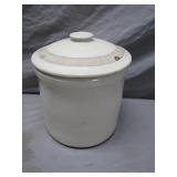 Stoneware Lidded Crock With Inner Glaze