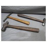 Three Vintage Metalworking Hammers