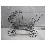 Wireframe Doll Carriage with Metal Wheels