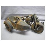 Metal Motorcycle with Sidecar Figurine