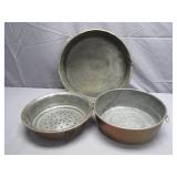 Three Nested Copper Kitchen Pans