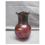 Handcrafted Iridescent Art Glass Vase