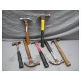 Seven Assorted Claw & Ball Peen Hammers