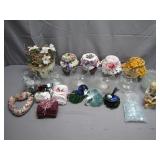 Glass Bowls, Decor, and a Figurine Collection