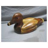 Hand-Carved Wooden Duck Decoy Sculpture