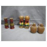 Three Wooden Salt and Pepper Shaker Pairs