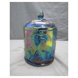 Carnival Glass Lidded Grapevine Jar