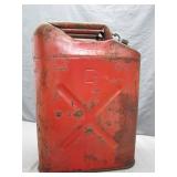 Red Metal Jerry Can with X Pattern Design