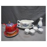 Tea, Sake, and Blue Onion Pieces