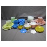 Colorful Set of Vintage Milk Glass Dishes