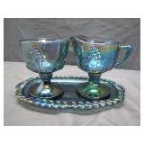 Iridescent Blue 3-Piece Creamer Sugar Set
