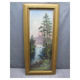 Framed Waterfall Landscape Painting