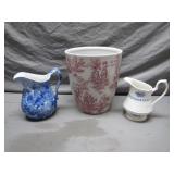 2 Pitchers and a Toile Ceramic Planter