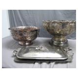 Silverplated Bowl and Tray Set