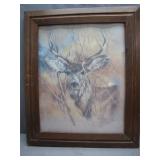 1978 Framed Deer Artwork by K. Vernon