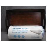 Memory Foam Pillow and Decorative Tray Combo