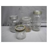 Four Glass Mason Jars with Lids