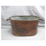 Large Copper Tub with Wood Side Handles