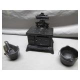 Cast Iron Toy Stove With Accessories