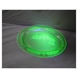 Uranium Glass Plate with Floral Design Uranium Glass Plate with Floral Design