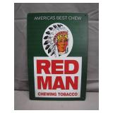 Retro Style Red Man Chewing Tobacco Tin Sign Retro Style Red Man Chewing Tobacco Tin Sign