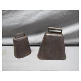 Two Rustic Iron Cow Bells Two Rustic Iron Cow Bells