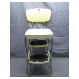 Retro Metal Step Stool Chair with Yellow Seat Retro Metal Step Stool Chair with Yellow Seat
