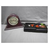 Mahogany-Style Mantel Clock and Lacquer Trinket... Mahogany-Style Mantel Clock and Lacquer Trinket...