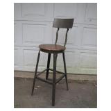 Industrial-Style Bar Stool with Wood Seat Industrial-Style Bar Stool with Wood Seat