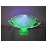 Elegant Green Vaseline Glass Basket Elegant Green Vaseline Glass Basket