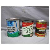 Three Vintage Oil and Grease Cans Three Vintage Oil and Grease Cans