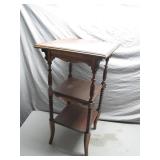 Three-Tier Wooden Side Table with Turned Legs Three-Tier Wooden Side Table with Turned Legs