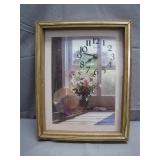 Framed Wall Clock With Floral Motif Framed Wall Clock With Floral Motif