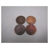 4 Pre-1890 Indian Head Pennies