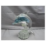 Hand-Blown Glass Dolphin Sculpture Hand-Blown Glass Dolphin Sculpture