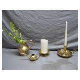 Brass Candle Holders and Watering Decor Set Brass Candle Holders and Watering Decor Set