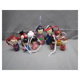 10 Hand-Painted Kokeshi Ornaments 10 Hand-Painted Kokeshi Ornaments