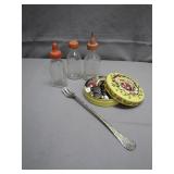 Collection: Baby Bottles, Buttons, and Fork Collection: Baby Bottles, Buttons, and Fork