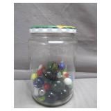 Glass Jar With Colorful Marbles Glass Jar With Colorful Marbles