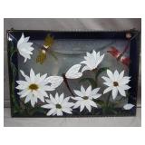 Stained Glass Panel With Daisies and Dragonflies Stained Glass Panel With Daisies and Dragonflies