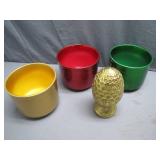 Three Colorful Planters With Topper Three Colorful Planters With Topper