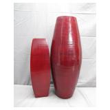 Two Tall Red Decorative Vases Two Tall Red Decorative Vases