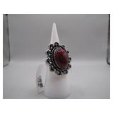 German Silver Jeweled Ring, Size 6.5