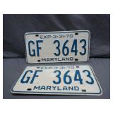 1970 Maryland License Plates