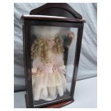 Porcelain Doll in Showcase Display Case