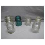 6 Glass Telegraph Insulators