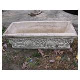 Rectangular Concrete Planter With Ornate Design